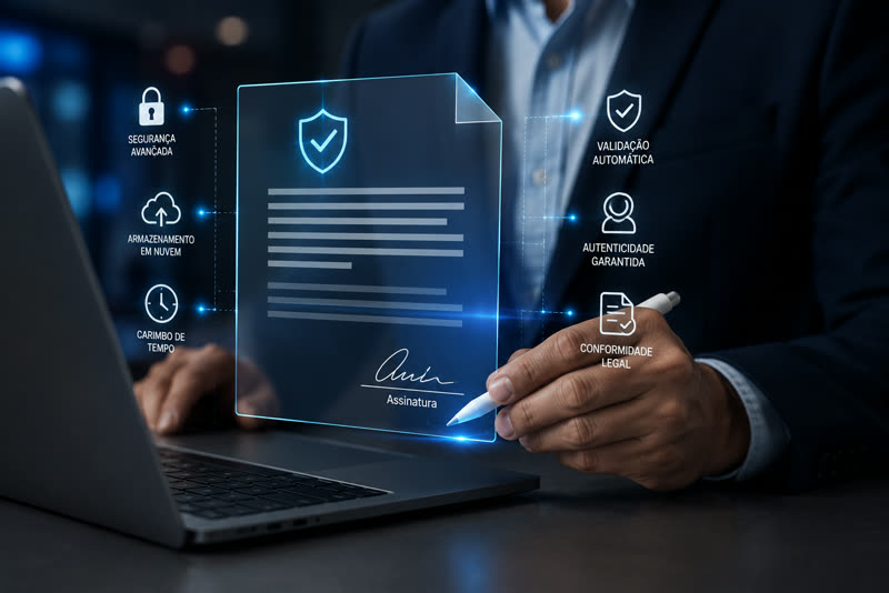 Assinatura de documento digital com selo de segurança